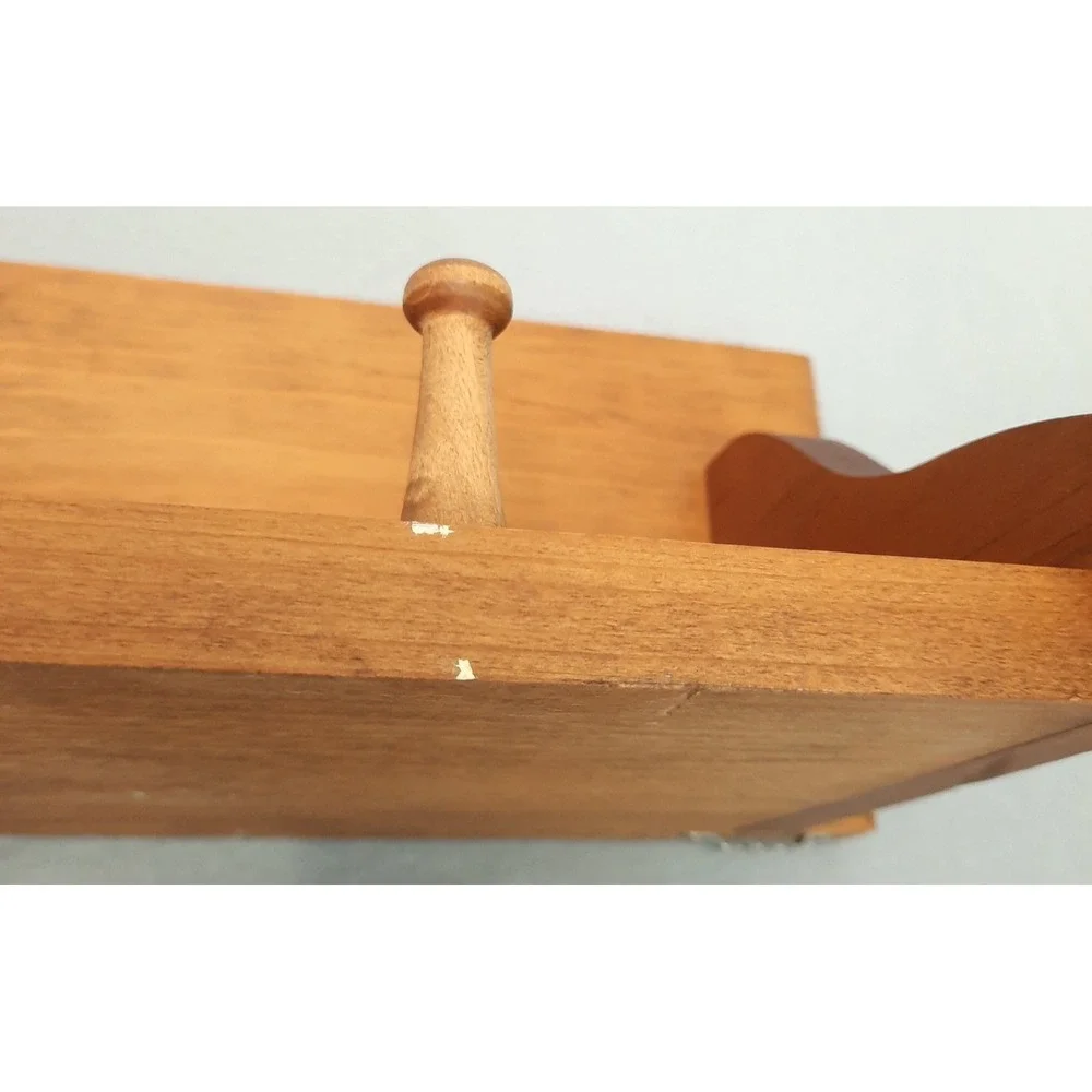 Vintage Wooden Wall Shelf Heart Cutout 2 Pegs Cottagecore Country Farmhouse 18